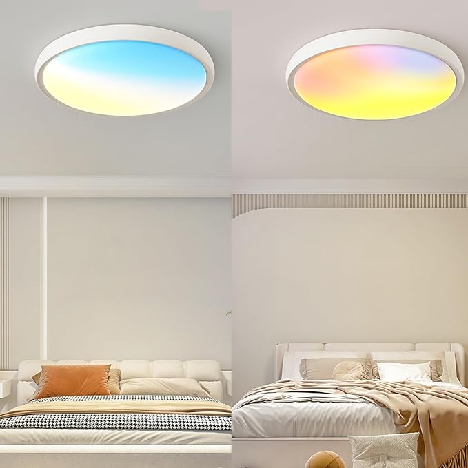 Smart Colour Ceiling Light, LED Ceiling Light with App Control, Remote Control, Color Temperature Range 1800K–12000K, for Indoor Home Lighting, Livingroom and Bedroom