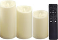 CANDLE CHOICE Outdoor Battery-Operated Flameless Candles with Remote Timer Waterproof Flickering Plastic Electric LED Pillar Lights for Lantern Patio Garden Wedding Halloween Christmas 3x5,6,7” 3 Pack