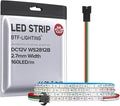 BTF-LIGHTING WS2812B IC RGB 2.7mm Ultra Narrow LED Strip 0807SMD DC12V Individually Addressable 6.4FT 160Pixels/m 320LED Dream Color Tape Light for Home DIY Decoration IP30 (No Adapter or Controller)