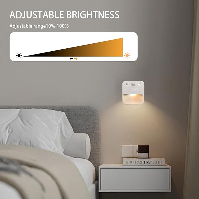 SX.man&sog Motion Sensor Light Indoor,3 Colors Temp Adjustable Motion Light Indoor with Time Display Ideal Night Lights for Bedroom,Kitchen or Bathroom (2 Pack)