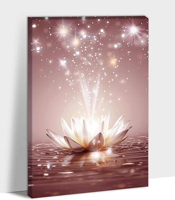 Zen Lotus Floral Pictures Wall Art, Water Lily Bloom Picture, Lotus Flower Canvas Art Print, Calm Relax Poster, Spiritual Zen Flower Print for Zen Office Decor Meditation Poster32x48 inch