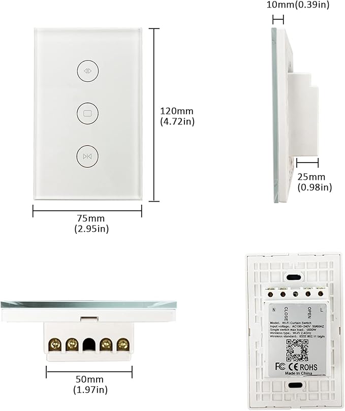 Olideauto Intelligent Smart AC Motor Automatic Window Opener with Wired US Standard WiFi Push Panel Phone App Control,Compatible for Alexa&Google Assistance Aluminum Alloy