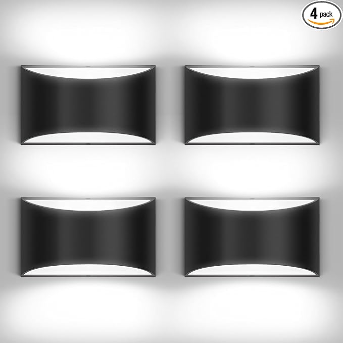 4 Pack Black Modern LED Wall Sconce Hardwired Indoor Wall Lights Up and Down Wall Mount Light for Living Room Bedroom Corridor Hallway Conservatory Cool White 6000K(with G9 Bulbs)