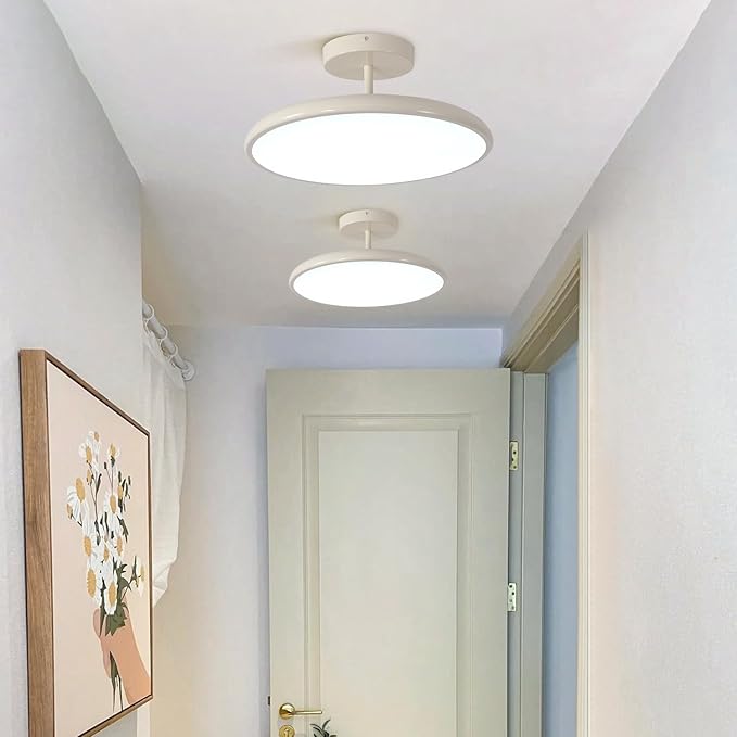KCO Lighting Cream White Flush Mount Ceiling Light Large LED Kitchen Ceiling Light Modern Hallway Ceiling Lights Mid Century Traditional Ceiling Lighting for Bathroom Stairway