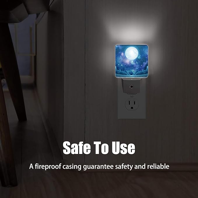 Groovy Nebula Moon Night Light, Seascape Night Lights Plug into Wall Decor for Bedroom, Bathroom, Hallway, Kitchen, Dusk to Dawn Sensor Nightlights for Boys Girls Women Men Room Gifts