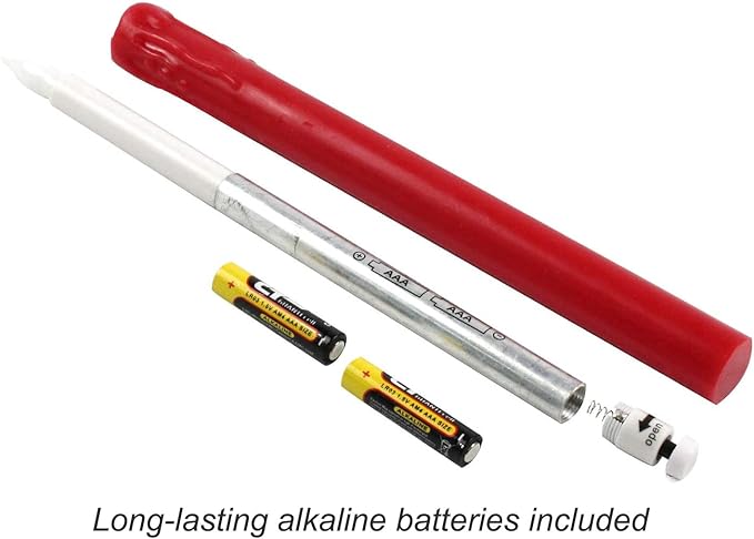 Rhytsing Red 10" Flameless Taper Candles with Timer, Battery Operated Candles, Push-Activated, Wax Drip, Warm White Light, Remote & 10 Batteries Included - Set of 5