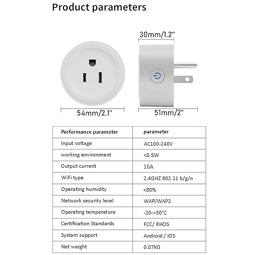 Mengshen 2 Pack Smart Plug 16A Smart Outlet WiFi Socket with Tuya App Remote Control Compatible with Alexa Google Home 16A Smart Life Plug with Timer Function 2.4GHz WiFi Only