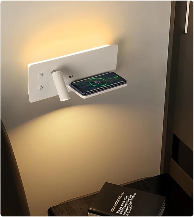 Wireless Charging Column Modern Minimalist Style LED Tone Wall Light Black White Luxury Home Decor Home Appliances Bedroom Nightstand, Lighting Chandelier