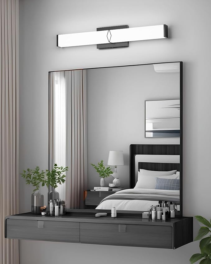 Modern Bathroom Light Fixtures, 24inch Dimmable LED Bathroom Vanity Lights Over Mirror, 25W 2700LM 5CCT Black Vanity Lighting Fixtures for Mirror,ETL Certified