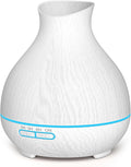 BZseed Aromatherapy Essential Oil Diffuser 550ml 12 Hours White Wood Grain Aroma Diffuser with Timer for Large Room, Home, Baby Bedroom, Waterless Auto Shut-Off, 7 Colors Lights Changing
