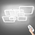 Modern Ceiling Light, 36.2'' LED Dimmable Acrylic Square 6+1 Rings Ceiling Lights with Remote, White Flush Mount Ceiling Light Fixture for Low Ceiling Bedroom Living Room Dining Room, 130W