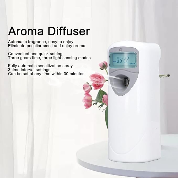Topyond Automatic Air Freshener Spray Dispenser, Wall-Mounted Adjustable Fragrance Diffuser, Standing Essential Oil Dispenser for Home, Office, Hotel