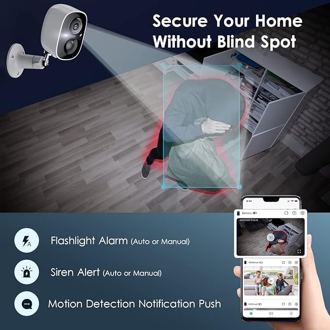 Geekee Security Cameras Wireless Outdoor 2-Way Talk Battery Powered Wi-Fi Cameras for Outside and Indoor 2K Night Vision AI Motion Detection Siren Alarm IP65 Weatherproof 2-Pack