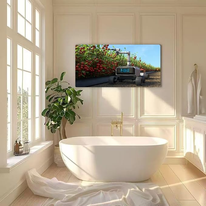Wibinuki Wall Art Wall Decor Wall Paintings Robot is picking tomoes in a tomo garden, Agricultural robots work for Living Room Bedroom Bathroom Home Decor Can Be Hung Directly 20"x 40"