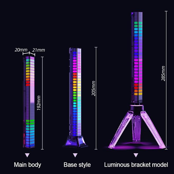 LED Light Bar, RGB Sound Control Atmosphere Light, Rechargeable Battery USB Powered Rhythm Light Pickup, Dimmable RGB Flow Light Bars, for Car, Gaming, TV, Party(Size:Plug in,Color:B)