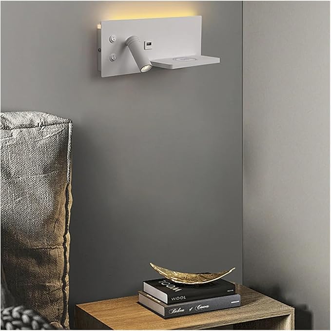 Wireless Charging Column Modern Minimalist Style LED Tone Wall Light Black White Luxury Home Decor Home Appliances Bedroom Nightstand,Soft Light