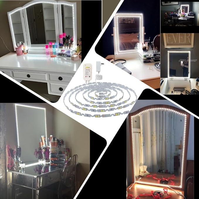 13ft/4M Led Vanity Mirror Lights Kit - Bendable, No Cut Required - Adjustable Strip Light Table Set with Dimmer and Power Supply