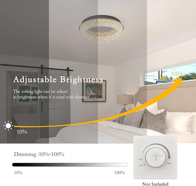 Qcyuui Flush Mount Ceiling Light 12.2in Modern LED Ceiling Light Round LED Light Fixture with Acrylic Lampshade Ceiling Lamp for Bedroom Kitchen Entryway Hallway Foyer,Chrome,3000K