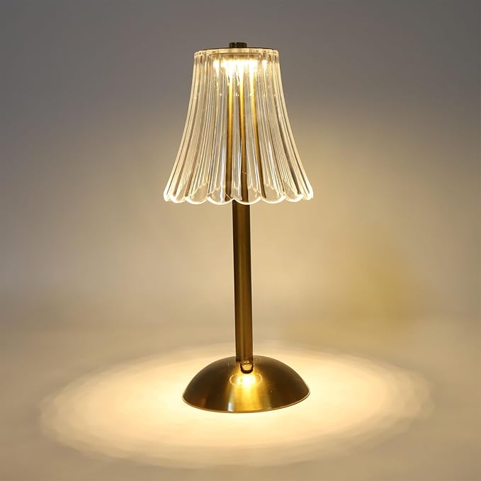 Fockety Cordless, Vintage 3 Colors Dimmable USB LED Desk Lamp, 1200mAh Rechargeable Touch Control Table Light Bedside Night Lamp for Home Couple Dinner Restaurant Bedroom Cafe