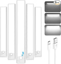 Under Cabinet Lights, 14'' LED Rechargeable Battery Operated Motion Activated Night Light Indoor, 3200mAh Magnetic Dimmable Closet Lights, 6500K Wireless Under Counter Lights for Kitchen, Home, 5 Pack