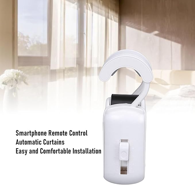 Automatic Curtain Opener, Remote Control Smart Curtain Robot with App Control No Drill Quiet Motor for Bedroom Living Room Window