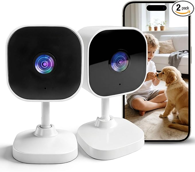 2K Cameras for Home Security Dual-Band 5G/2.4GHz WiFi Indoor Camera Baby Monitor & Pet Camera for Dog Cat Elder AI Motion Detect 2-Way Audio Night Vision 24/7 Local Recording SD Cloud Storage 2 Pack