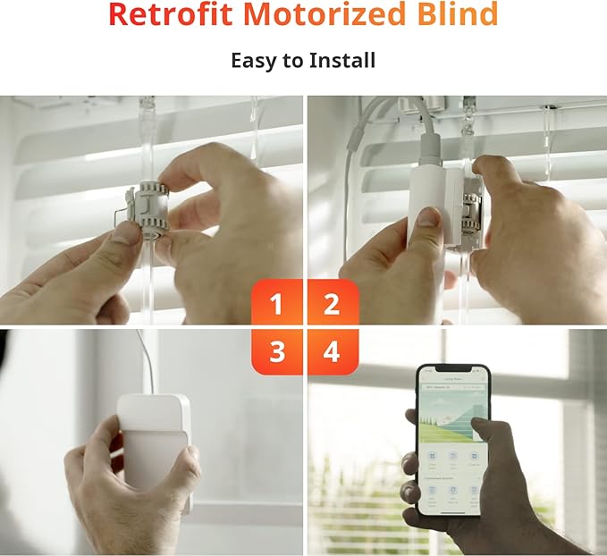 SwitchBot Blind Tilt Motorized Blinds with Remote, Automatic Blind Opener and Closer, Solar Powered, Light Sensing Control, Add Hub Mini to Make it Compatible with Alexa & Google Home