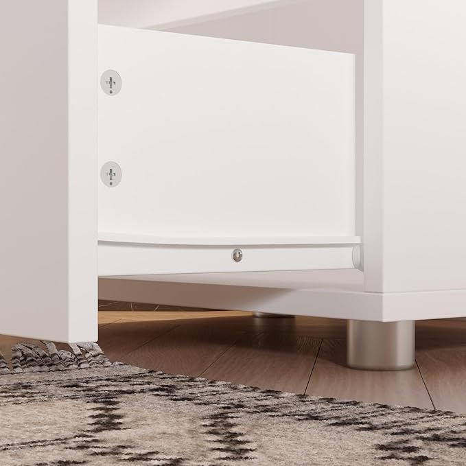FAMAPY Modern Nightstand with 2 Drawers, Bedroom Storage Cabinet, Modern End Side Table, No Handle Design, for Living Room White 15.7”W x 11.6”D x 18.9”H