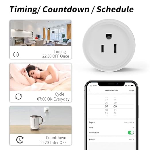 WiFi Smart Plug | Smart Outlet Compatible with Alexa & Google Home | Timer & Remote Control Smart Switch | No Hub Required 2.4GHz