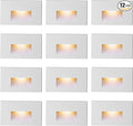 Outdoor LED Stair Lights Indoor Step Lights 120V Dimmable, 3000K Warm White 4W 350LM IP66 Waterproof Deck Stairway Light, White Staircase Lighting, Horizontal, 12-Pack