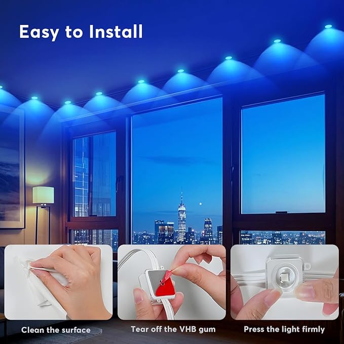 Smart RGB+IC Permanent LED Lights 16.4Ft USB Powered, App/Alexa/Remote Control, Music Sync Indoor Ambient Lighting for Bedroom, Gaming Room, TV Backlight, Home Decor (17 LEDs + Dynamic Effects)
