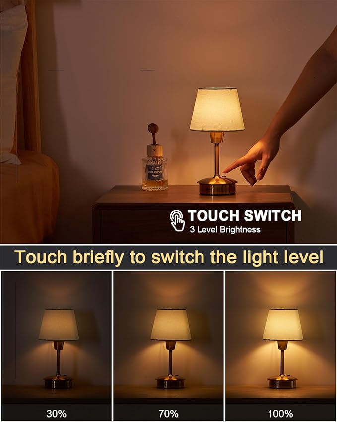 UMEXUS 2 Pack Small Cordless Table Lamp, 5200mAh Battery Operated Touch Lamps for Restaurant Dinner Table Rechargeable Dimmable Portable Night Light for Bedside Dining Room Patio Kitchen Outdoor