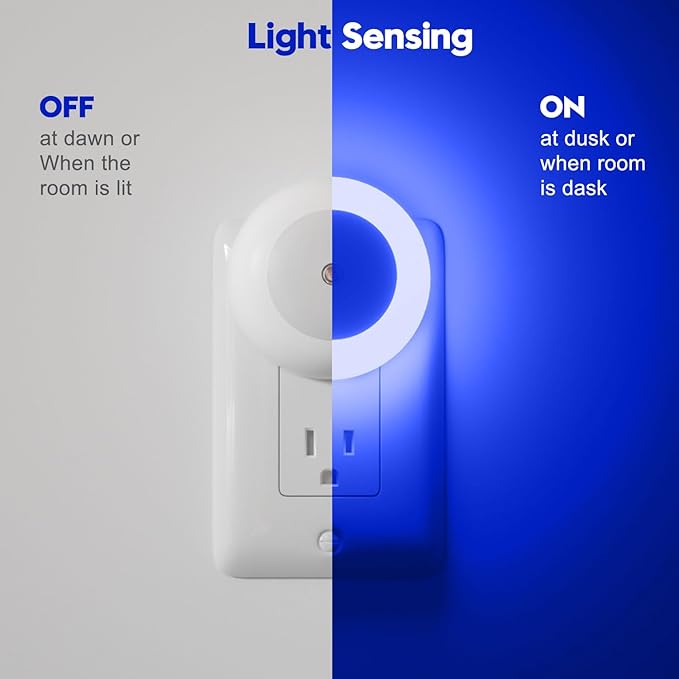 Night Light, Night Lights Plug into Wall, Dusk to Dawn Sensor, Blue Led Night Light 0.5W, 2 Pack Nightlight for Adults, Bedroom, Bathroom, Hallway, Kitchen