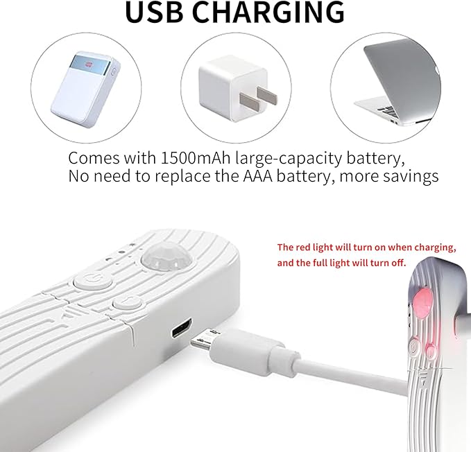 5V Motion Sensor Dimmable USB Rechargeable COB LED Strip Lights,Built-in 1500mAh Battery,Three Modes,9.84FT/3M,Natural White 4000K,320LEDs/M,Night for Closet,Wardrobe,Bed,Stairs,Kitchen