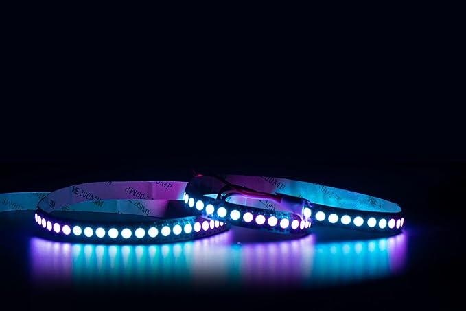 WS2812B LED Strip Individually Addressable Light 144Pixels/m SMD 5050 RGB Pixel Strip DC5V, 3.2FT 144LED IP30, White PCB LED Strip with WS2812B Controller (USB)