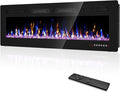 60” Electric Fireplace Recessed and Wall Mounted Fire Places with Remote Control, Touch Screen