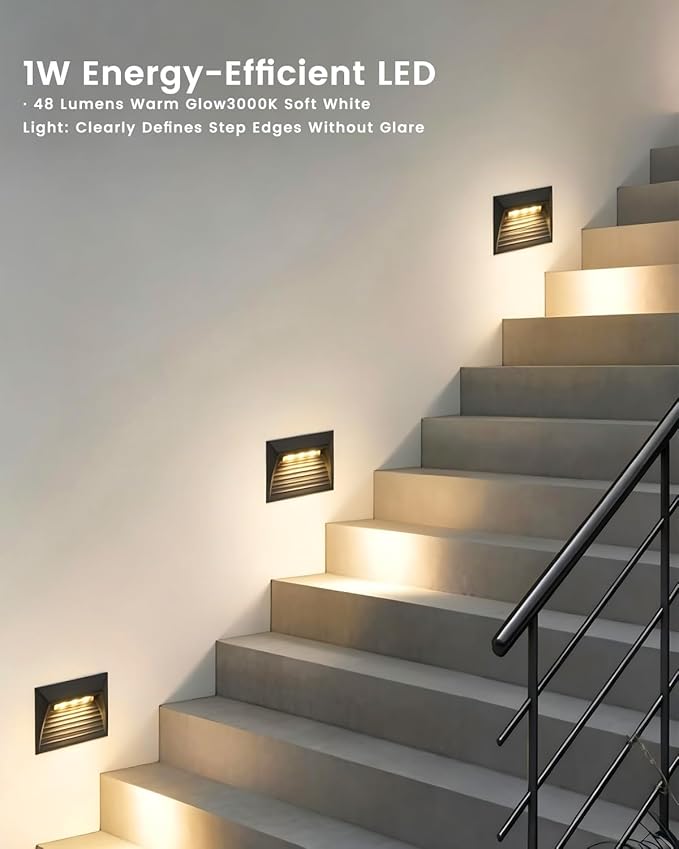Low Voltage LED Step Lights 4.3W - Die-Cast Aluminum Stair Lighting with Patent Connector, Wet Location Safe for Outdoor Steps (4-Pack)