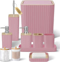 XLHOMO Bathroom Accessories Set - Elegant Pink Bathroom Set, 10PC Bathroom Accessory Set, Toilet Brush, Bathroom Trash Can