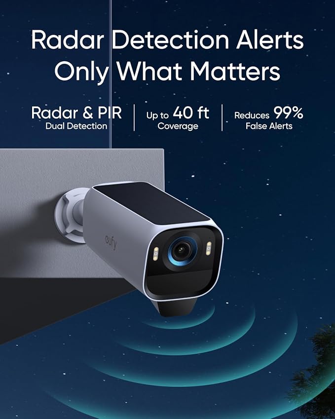 eufy Security eufyCam S3 Pro 4-Cam Kit, Solar Camera Outdoor Wireless, MaxColor Night Vision, 4K Security Camera with Solar Panel, Face Recognition AI, Expandable Local Storage, No Monthly Fee