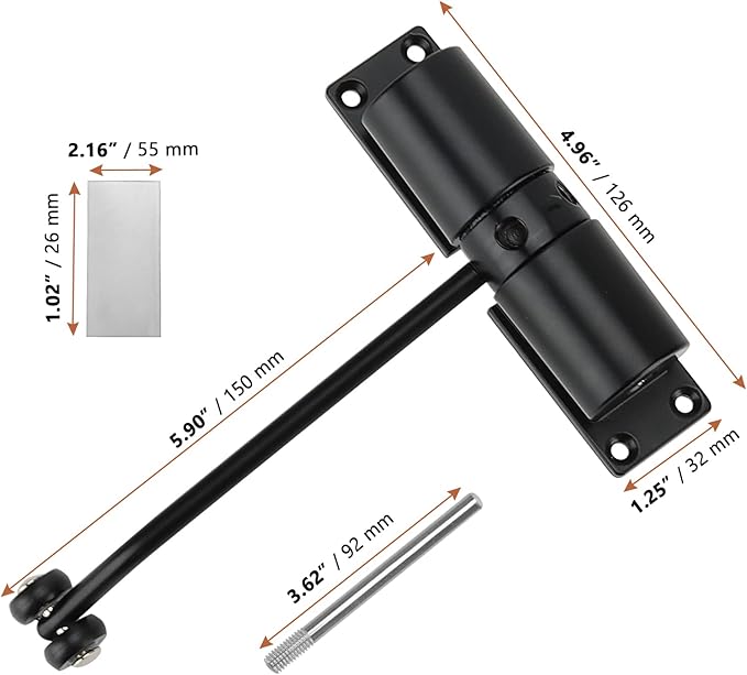 LEXININ 2 Pack Mini Automatic Spring Door Closer, Small Diecast Construction Light-Duty Safety Spring Door Closer to Convert Hinged Doors to Self-Closing, Black