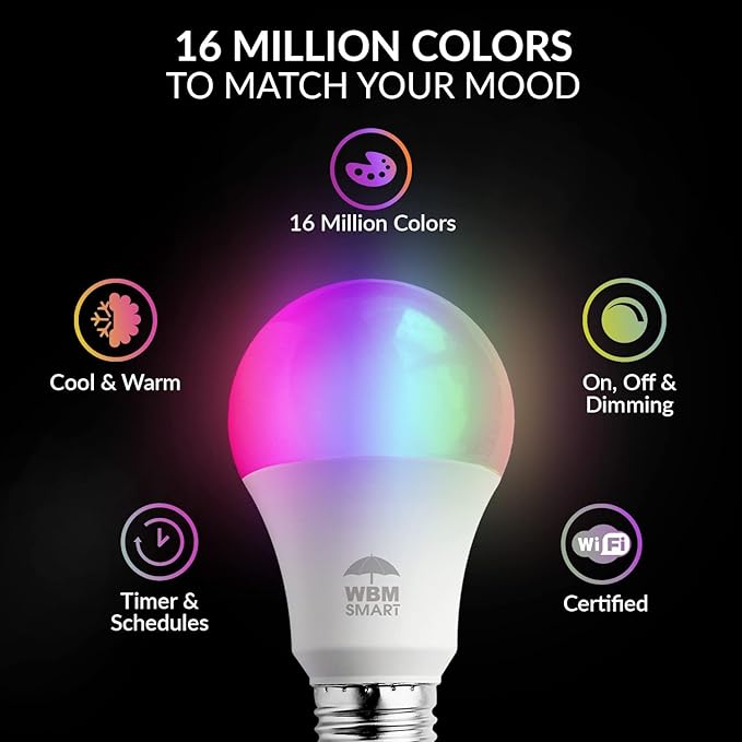 Himalayan Glow LED Light Bulb, RGB Color Changing & Dimmable, 9.5 Watts WiFi Control Multicolor Bulb, Compatible with Alexa, Google Home & Mobile App, Best for Home Décor - 2 Counts