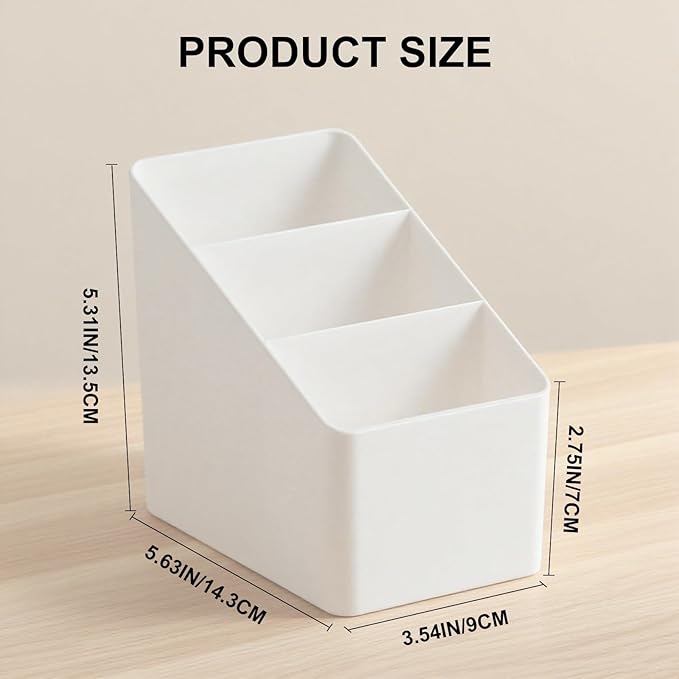 Cute Desk Organizer for College Dorm Room - 3-Tier Desktop Organizer White | Adorable Pen & Sticky Note Holder | Bedside Remote Control | Office Supplies Storage Caddy (Small Space-Saver)