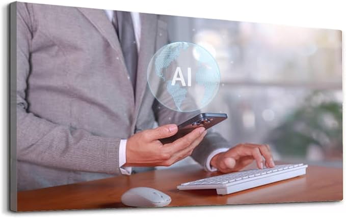 Wibinuki Wall Art Wall Decor Wall Paintings Businessman Leveraging AI Enhanced Office Productivity and for Living Room Bedroom Bathroom Home Decor Can Be Hung Directly 20"x 40"