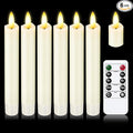 KSWING Upgraded Real Wax Short LED Flameless Taper Candles with Remote, 6 PCS White Candlesticks Battery Operated 3D Flickering - 6" Realistic Fake Candle Sticks for Home/Wedding/Fireplace Xmas Decor