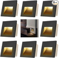 120V Indoor Outdoor Step Lights, Indoor LED Stair Lights Warm White 3000K, IP44 Waterproof Recessed Wall Lights for Stair, Bedroom, Kitchen, Balcony, Aluminum, 8Pack, Black