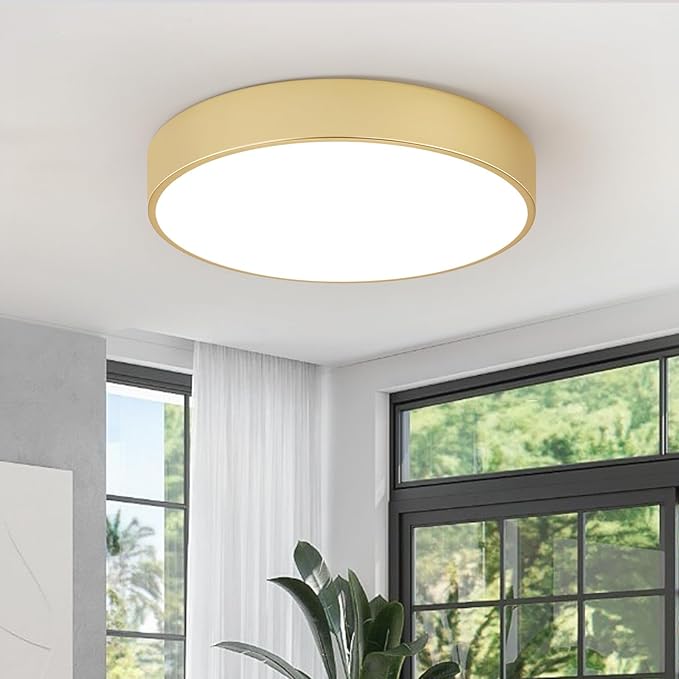 18.1 inch Large Flush Mount Dimmable LED Ceiling Light, 5CCT Modern Round Close to Ceiling Lighting Fixtures, Minimalist Gold Ceiling Lamp for Bedroom, Living Room