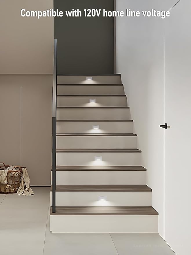 LEONLITE 12-Pack White 5CCT 120V LED Step Lights, 150LM 5%-100% Dimmable Stair Lights Indoor Outdoor IP65 Waterproof, Aluminum Anti-Glare Shell, CRI90 ETL 2700K/3000K/3500K/4000K/5000K