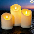 Solar Outdoor Waterproof Flameless Candles - 3 Pack Solar & Battery Operated LED Candles, White (D3.25" x 4"/5"/6" Assorted Heights) for Garden, Patio, Outdoor Decoration