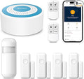 PGST Wireless Home Alarm System,Smart Home Security System with Instant Tuya App Alerts,DIY Door Alarms Kits Siren Hub with Door/Motion Sensors,Remote,Work with Alexa/Google Assistant for Apartment