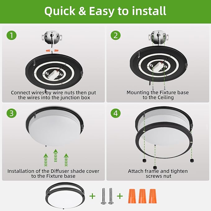 Hlite 36W 13inch LED Flush Mount Ceiling Light Fixture,3600LM Super Bright Light Fixture Ceiling Mount,Oil Rubbed Bronze LED Ceiling Light Flush Mount for Bedroom,Kitchen,Bathroom,Hallway(1Pack)